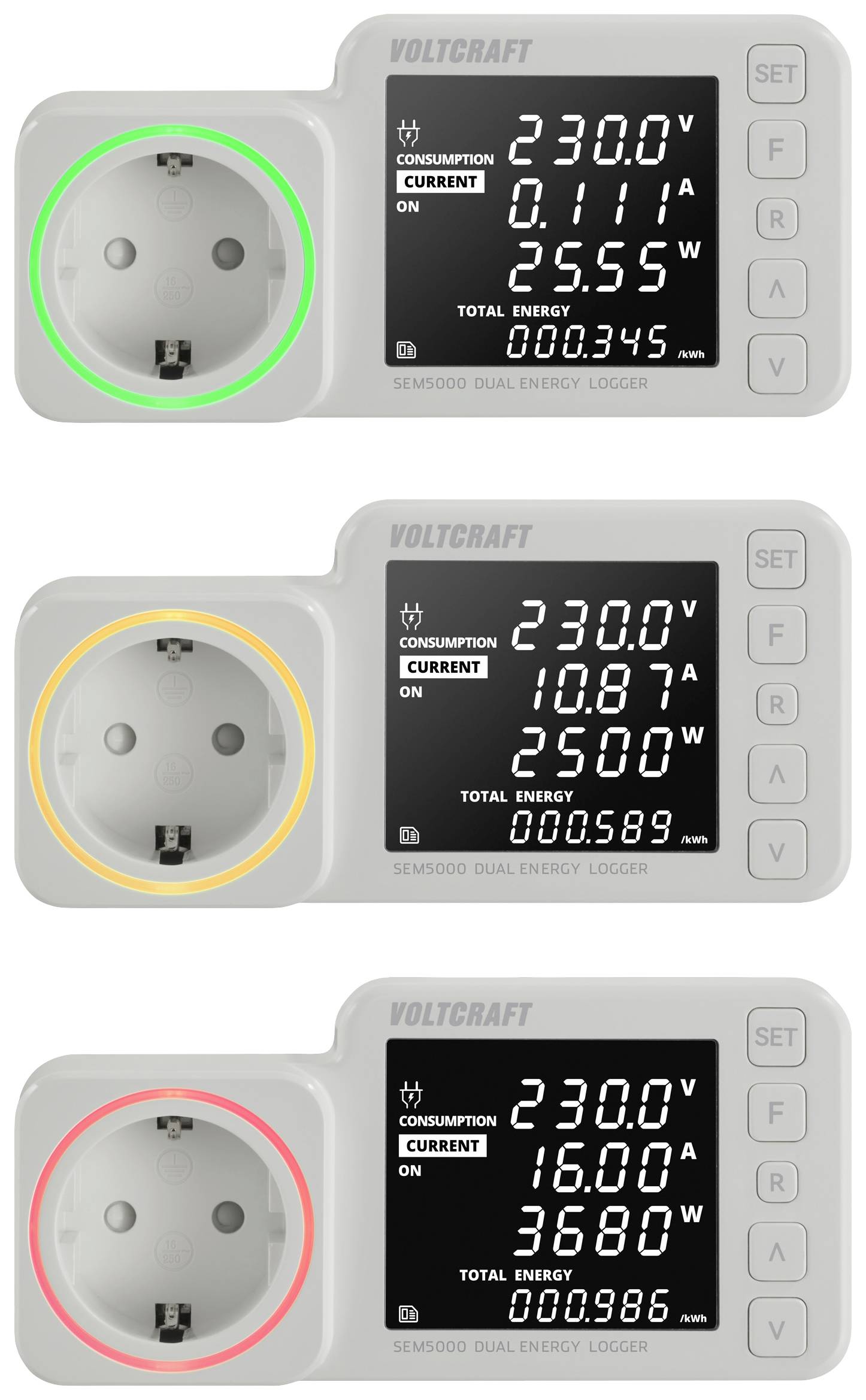 VOLTCRAFT SEM5000 DUAL Energiekosten-Messgerät Kostenprognose, Alarmfunktion, Stromtarif einstellbar, Datenloggerfunktion