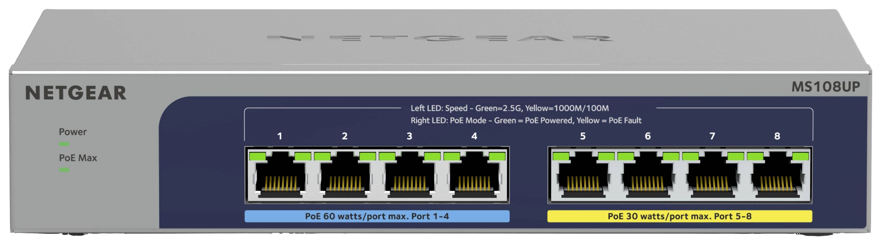 NETGEAR MS108UP Netzwerk Switch RJ45 8 Port 2.5 GBit/s PoE-Funktion