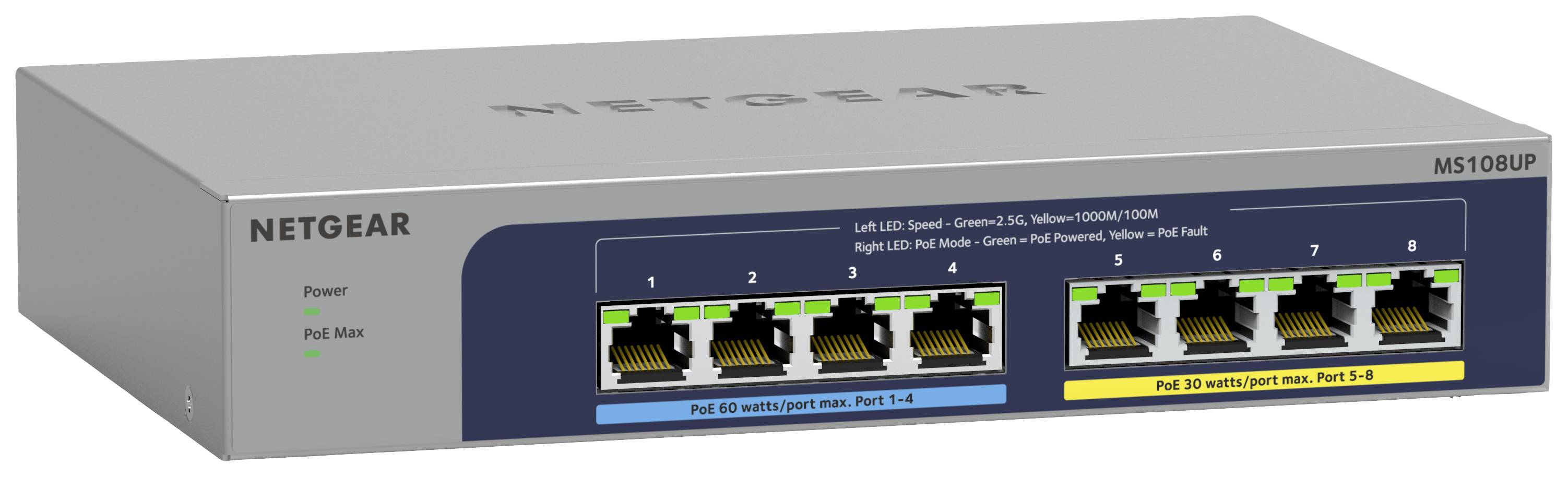NETGEAR MS108UP Netzwerk Switch RJ45 8 Port 2.5 GBit/s PoE-Funktion