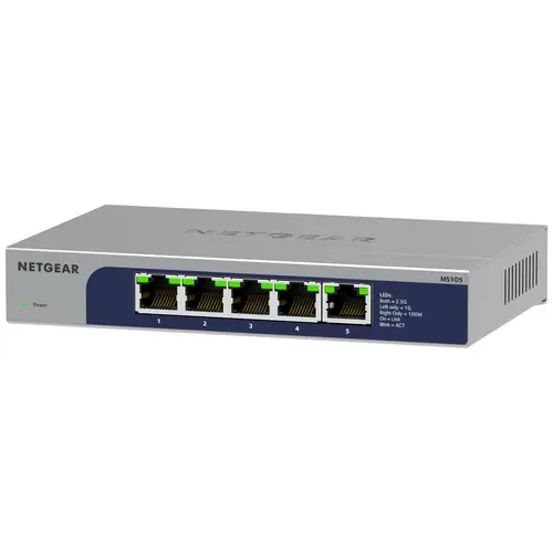 NETGEAR MS105 Netzwerk Switch RJ45 5 Port 2.5 GBit/s NETGEAR MS105 Netzwerk Switch RJ45 5 Port 2.5 GBit/s