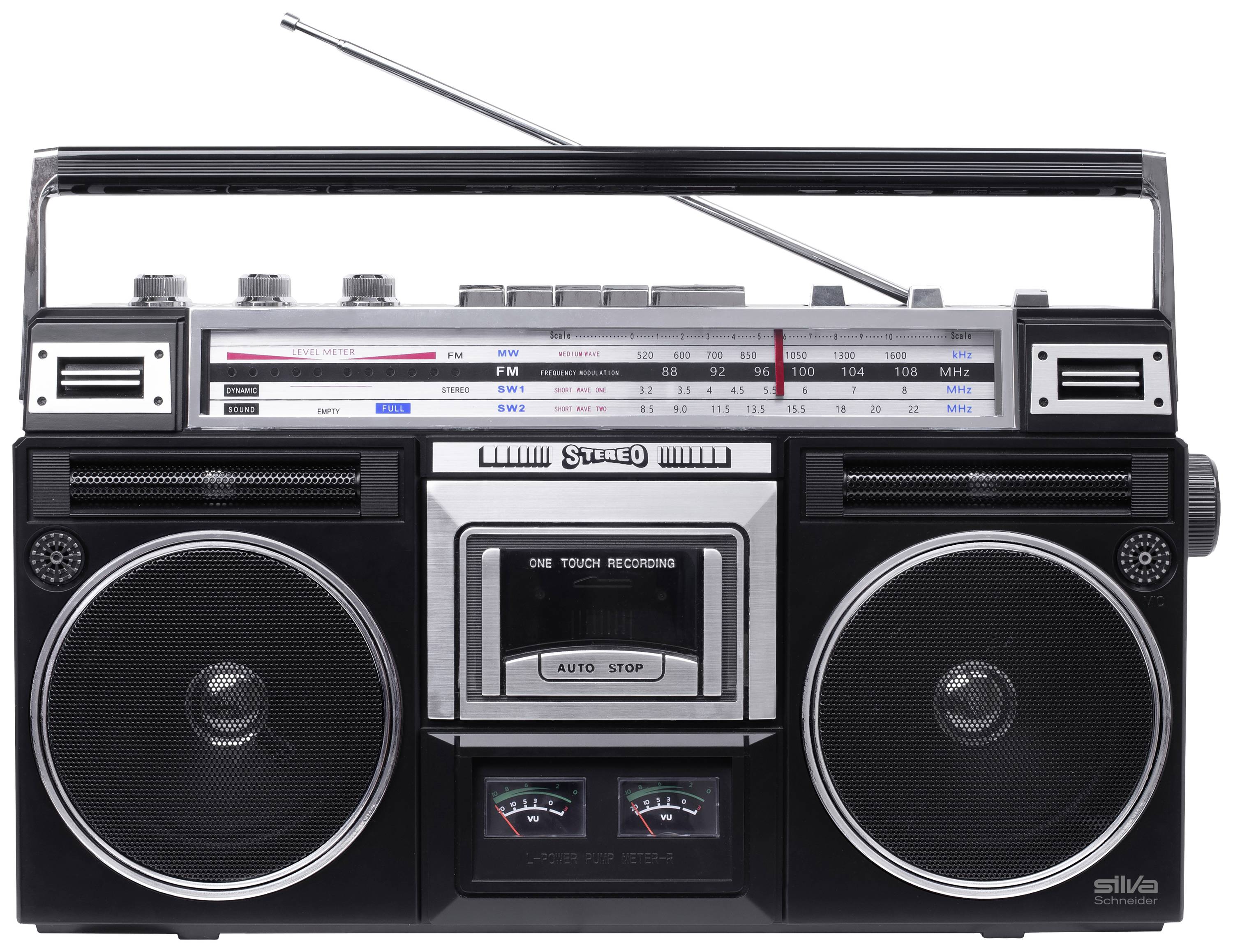 Silva Schneider PCR 1980 Kassettenradio UKW, MW, KW Kassette, Bluetooth®, USB, UKW, MW, KW Aufnahmefunktion, Inkl. Mikrofon