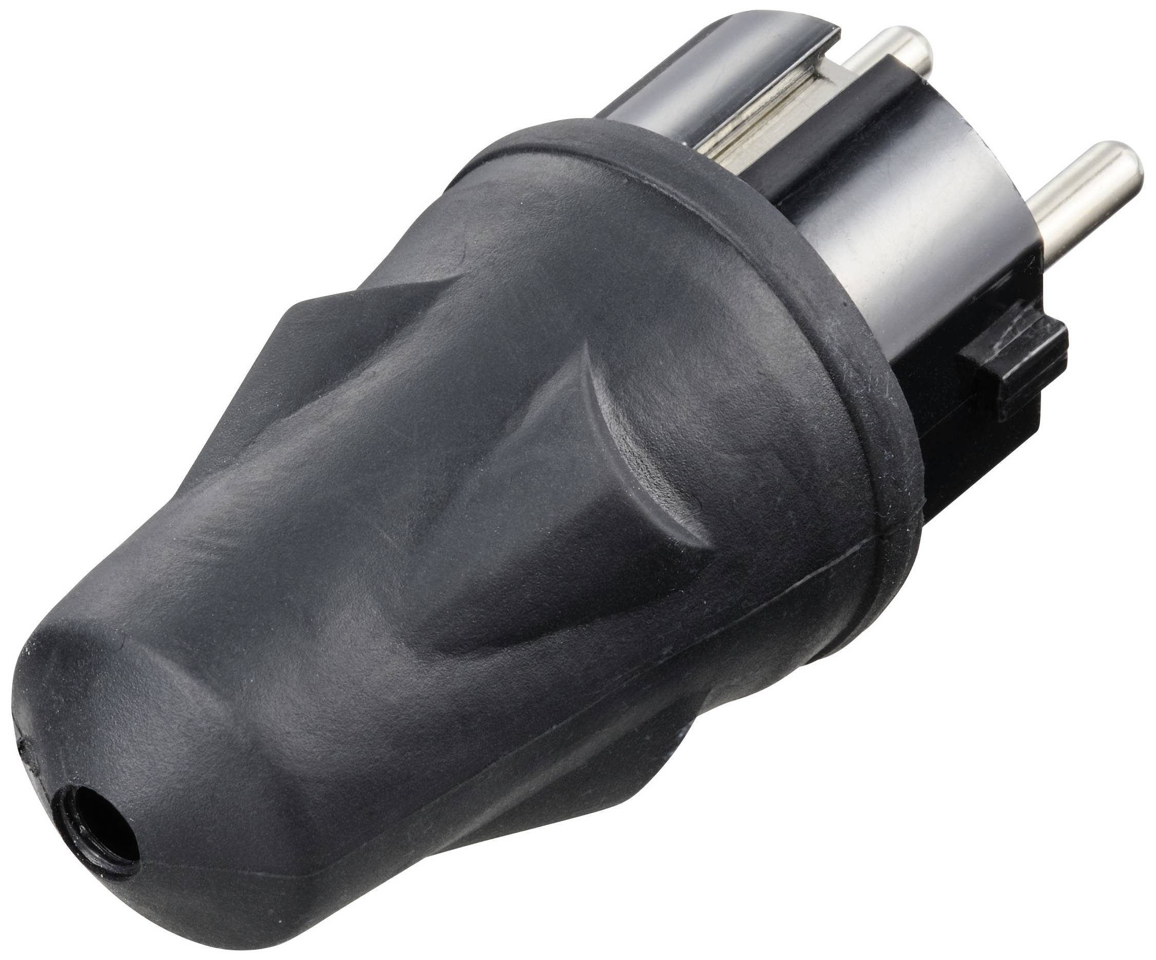 Sygonix SY-5806884 Schutzkontaktstecker Gummi 250 V/AC Schwarz IP44