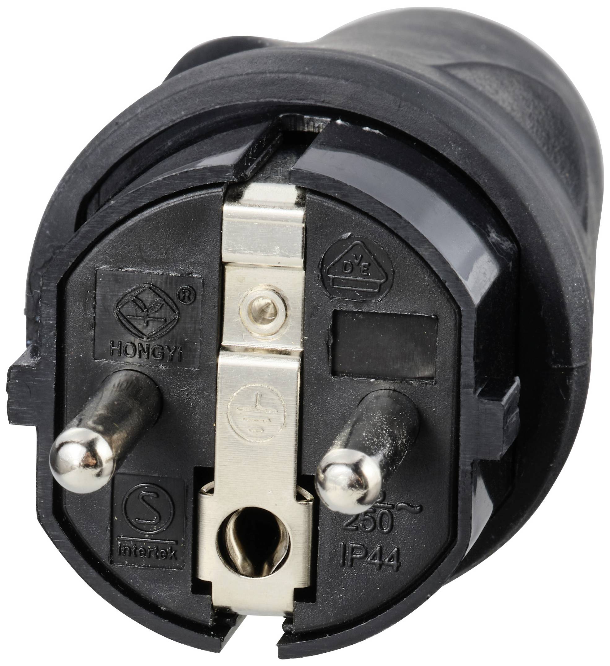 Sygonix SY-5806884 Schutzkontaktstecker Gummi 250 V/AC Schwarz IP44