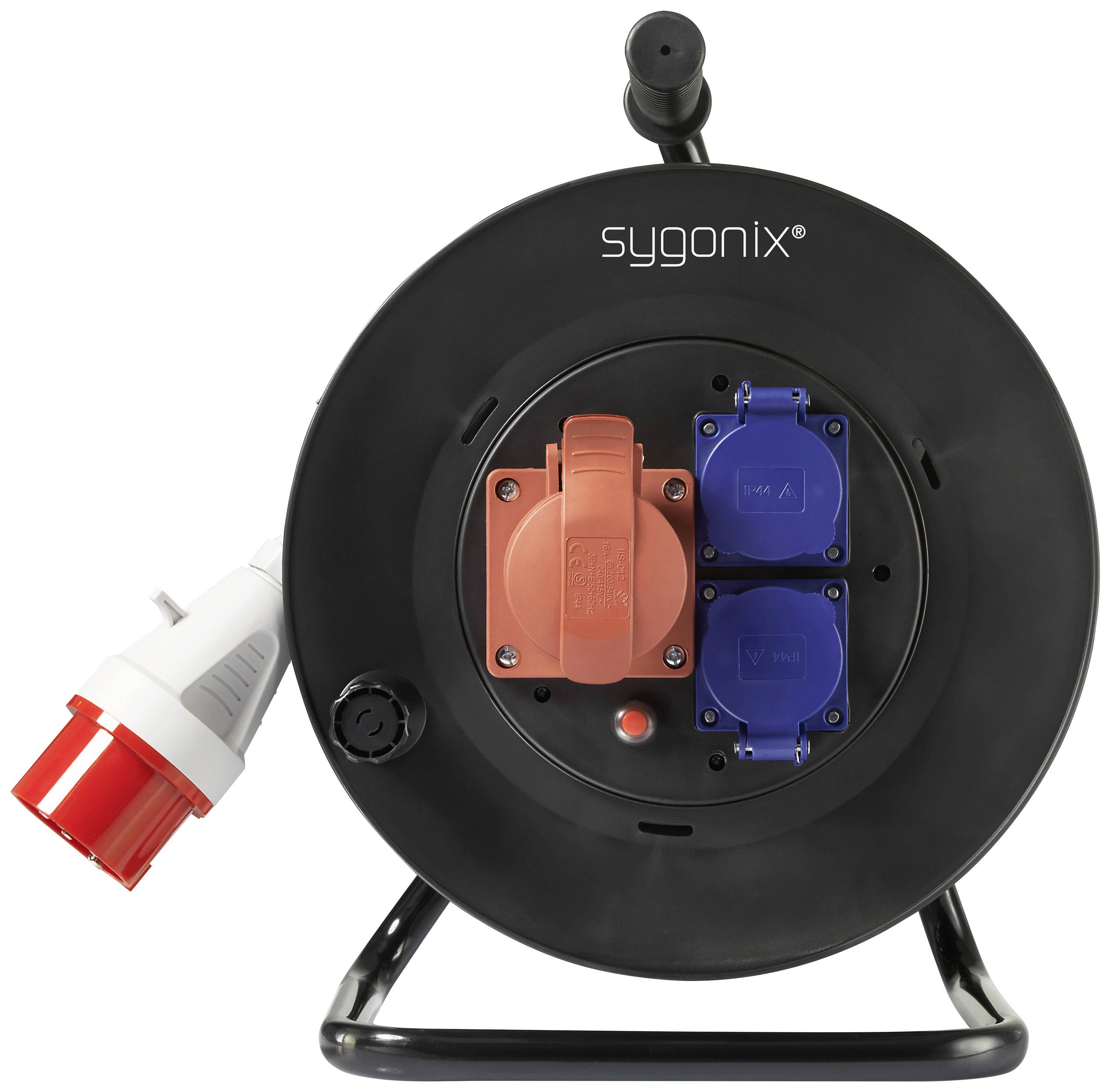 Sygonix SY-5806894 Kabeltrommel 25m Schwarz CEE-Stecker 16A 5polig