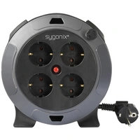 Sygonix SY-5806896 Kabeltrommel 5m Schwarz Schutzkontakt-Stecker Sygonix SY-5806896 Kabeltrommel 5m Schwarz Schutzkontakt-Stecker