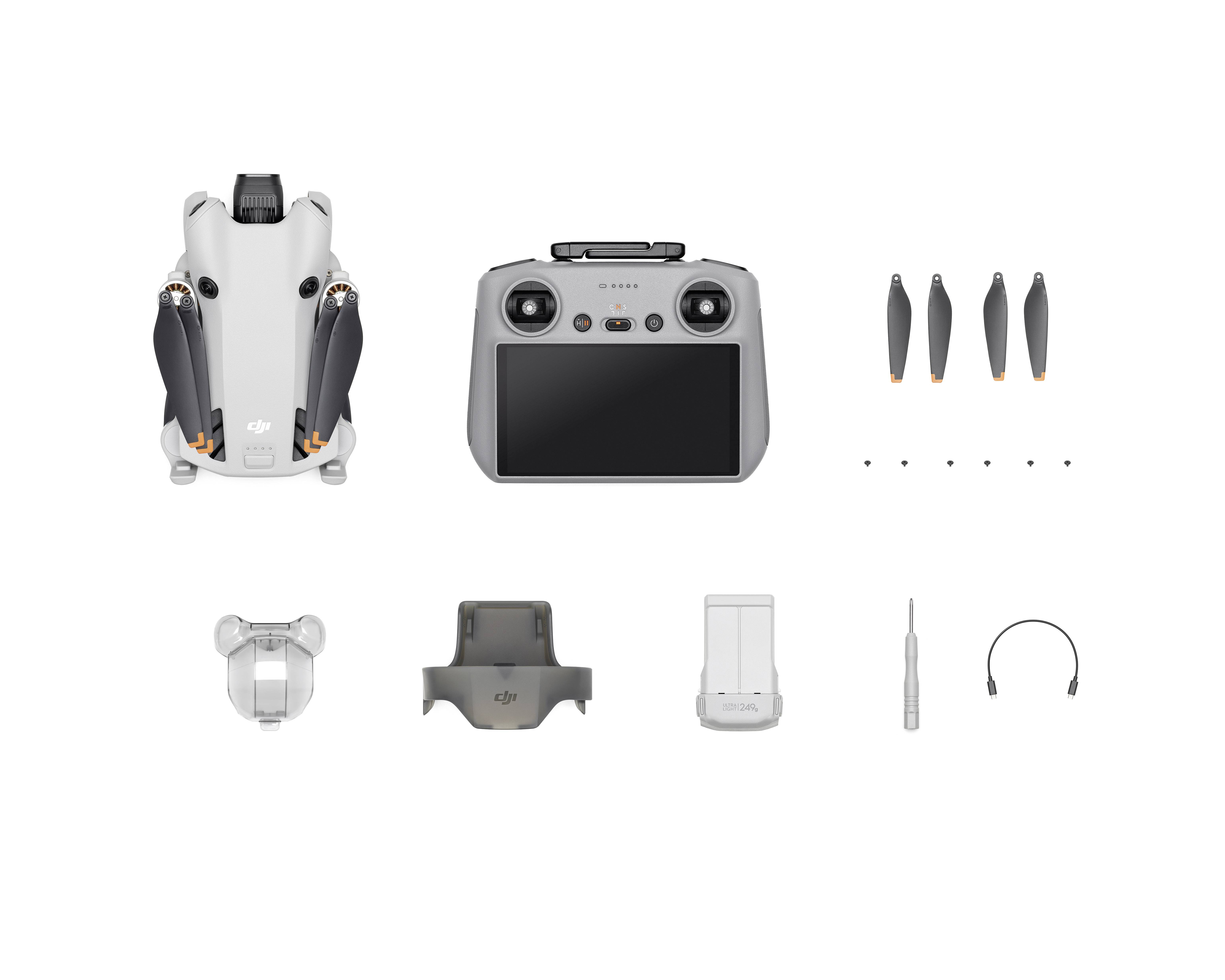DJI Mini 4 Pro Fly More Combo inkl. Smart Controller Quadrocopter RtF Kameraflug Hellgrau (matt)