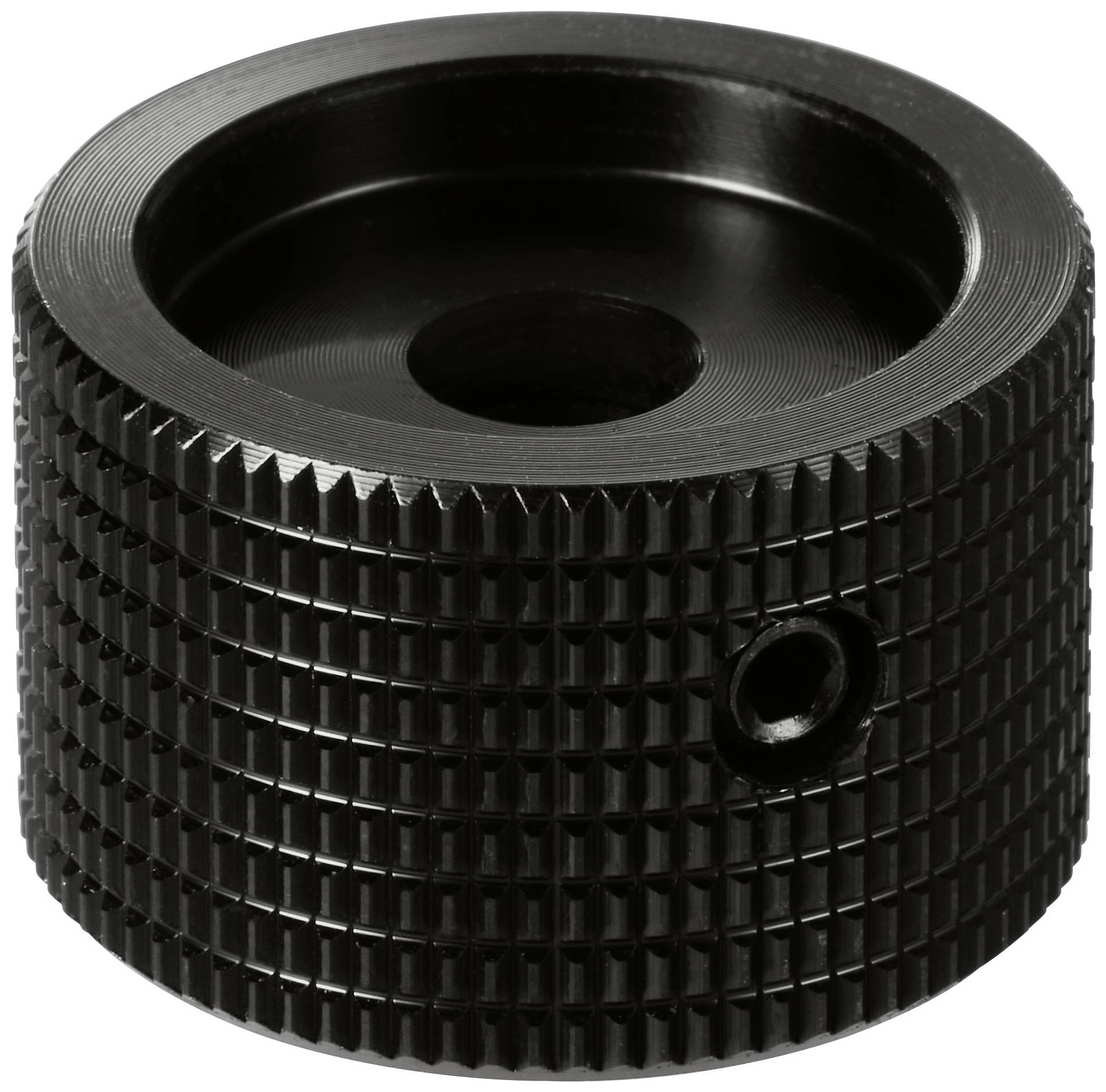 TRU COMPONENTS TC-11613808 Drehknopf mit Knopfmarkierung Schwarz (Ø x H) 25mm x 16mm Aluminium 1St.