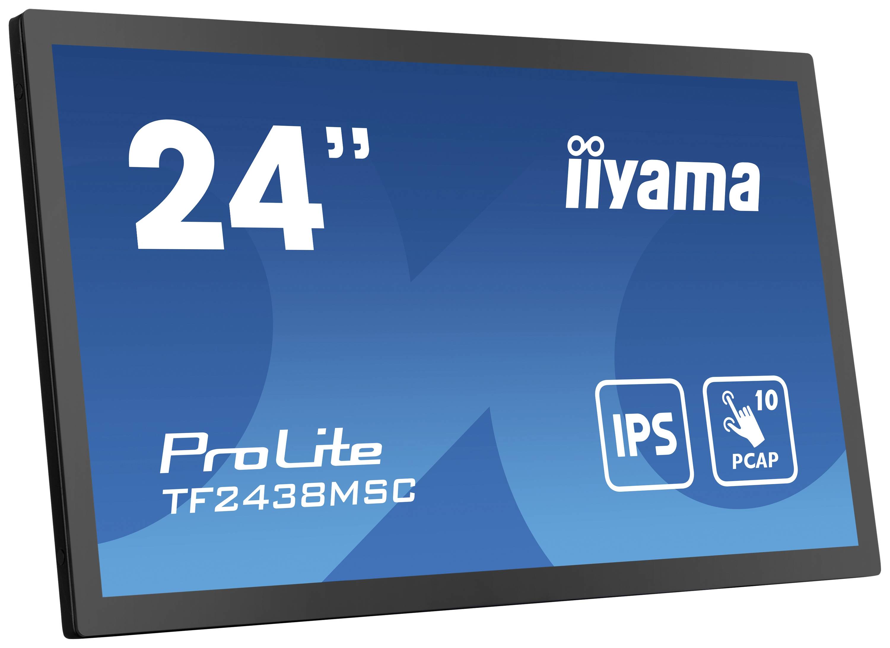 Ein 24-Zoll-Monitor von iiyama, Modell 'ProLite TF2438MSC', mit IPS-Technologie und 10-Punkt-Touchscreen-Funktionalität.