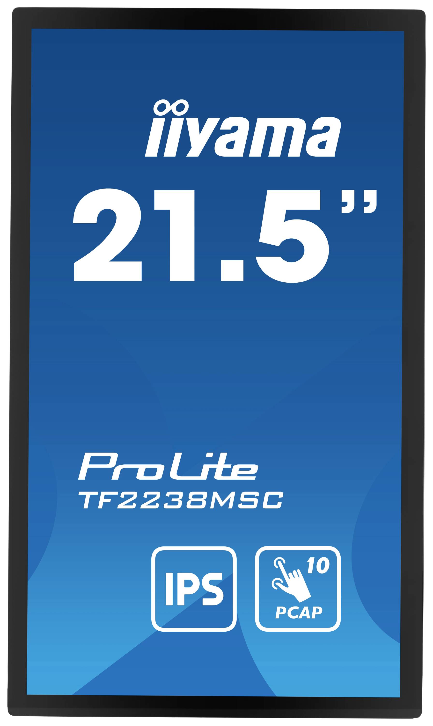'Iiyama ProLite TF2238MSC' Monitor, 21,5 Zoll, mit IPS-Bildschirm und 10-Punkt-Touch-Technologie.