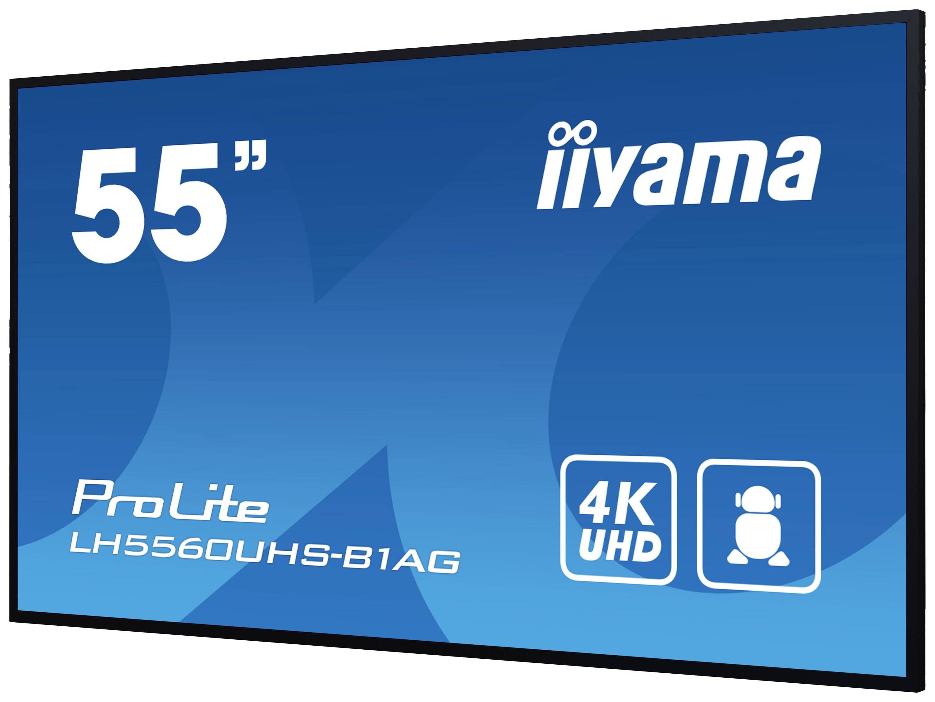 Ein 55-Zoll-Monitor von iiyama, Modell ProLite LH5560UHS-B1AG, mit 4K UHD-Auflösung und Konferenzsymbol.