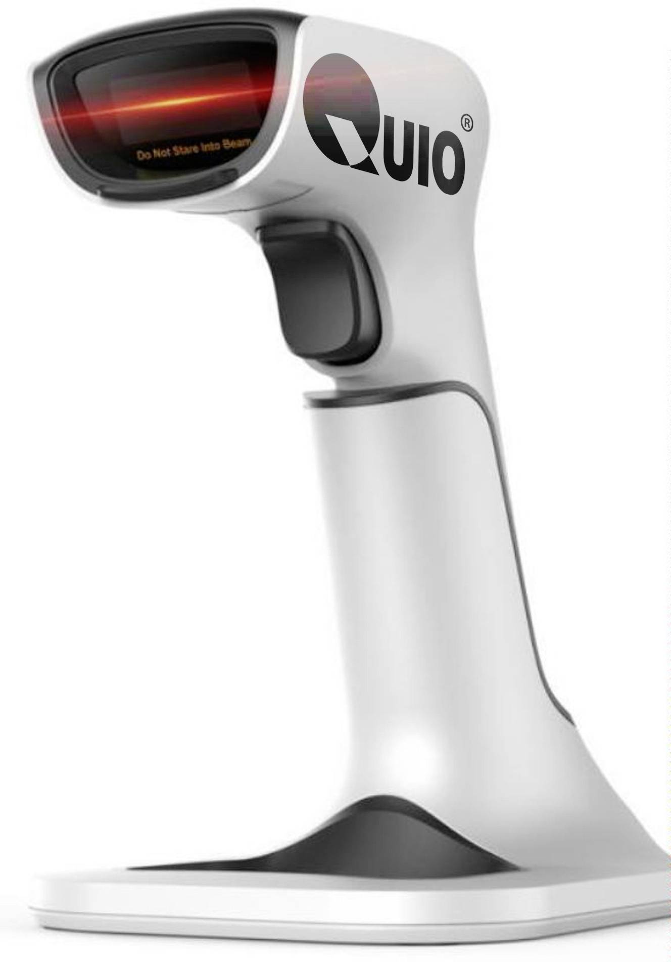 QUIO QU-ER-332 Barcode-Scanner 1D, 2D LED Weiß/Schwarz Hand-Scanner inkl. Standfuß Bluetooth®, USB, Funk 2.4GHz