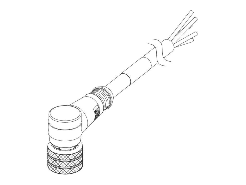 Illustration eines rechteckigen Mehrfachsteckers mit mehreren herausragenden einzelnen Kabeladern.