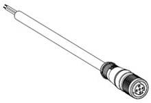 Ein Stiftverbinder mit Kabel, verwendet für die elektrische Verbindung in verschiedenen Anwendungen. Das Design zeigt mehrere Pins.