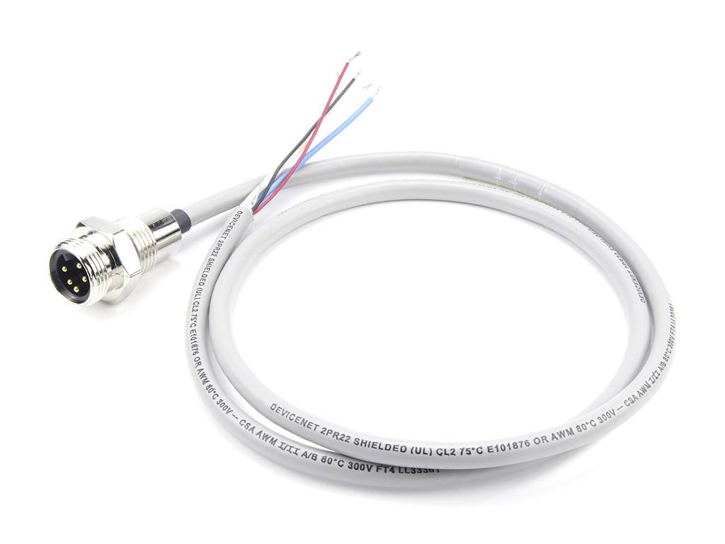 Rundes Stecker-Kabel mit fünf offenen Adern in verschiedenen Farben, geeignet für elektronische Verbindungen und Komponenten.
