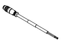 Illustration eines Schraubendrehers mit isoliertem Griff, geeignet für präzise Arbeiten an kleinen Schrauben.