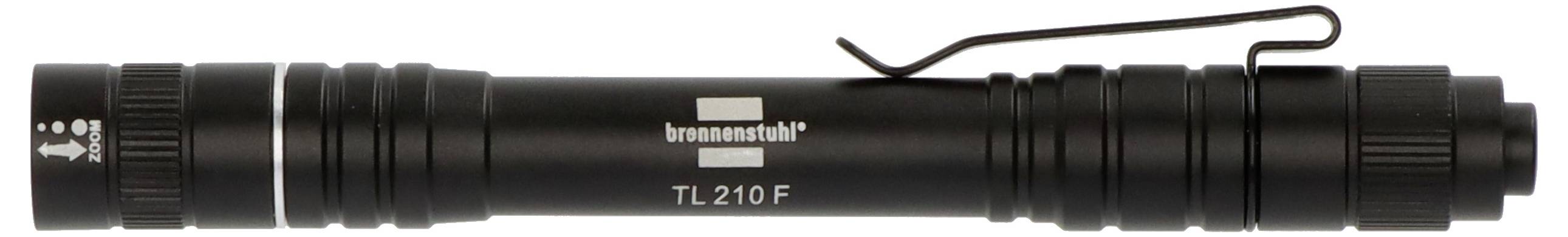 Schwarze zylindrische Brennenstuhl TL 210 F Taschenlampe mit Handschlaufe und sichtbarer Endkappe.