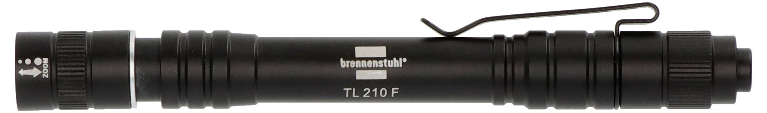 Schwarze Taktische Taschenlampe mit Schlüsselband, beschriftet mit „brennenstuhl TL 210 F