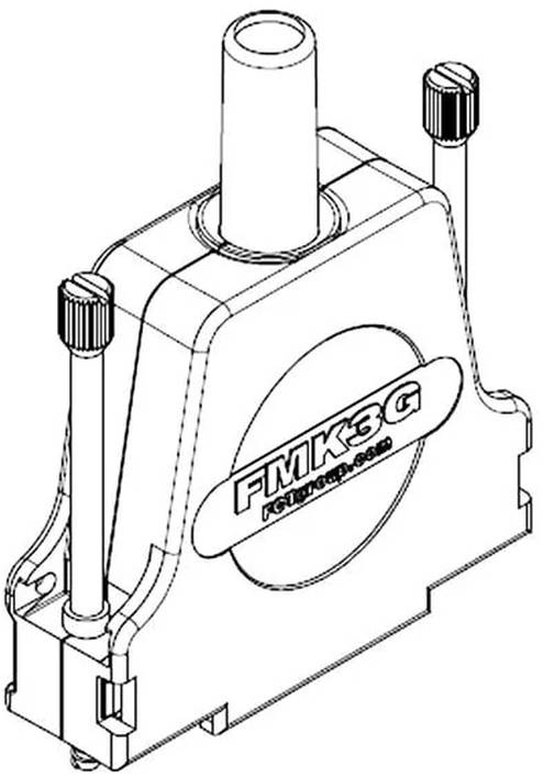 Eine technische Illustration eines FMK3G-Stellantriebs mit Darstellung seines konstruktiven Designs mit Fokus auf Komponenten und Abmessungen.