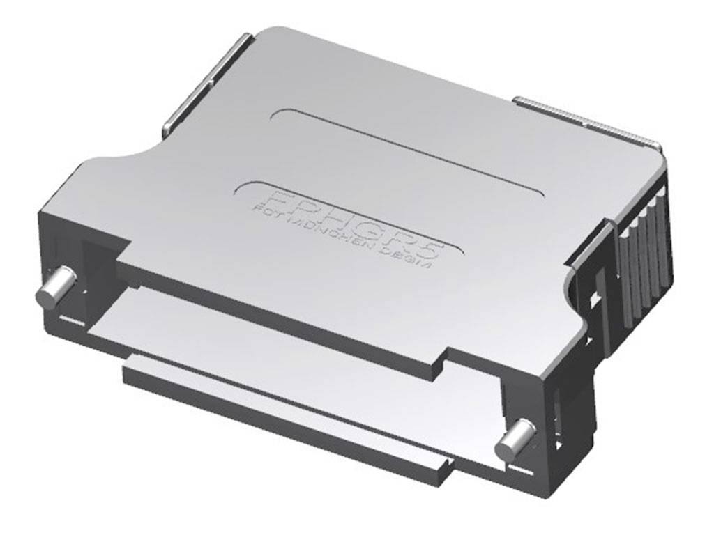 Steckverbinder-Bauteil mit rechteckiger Form und mehreren Pins, geeignet für elektronische Anschlüsse.