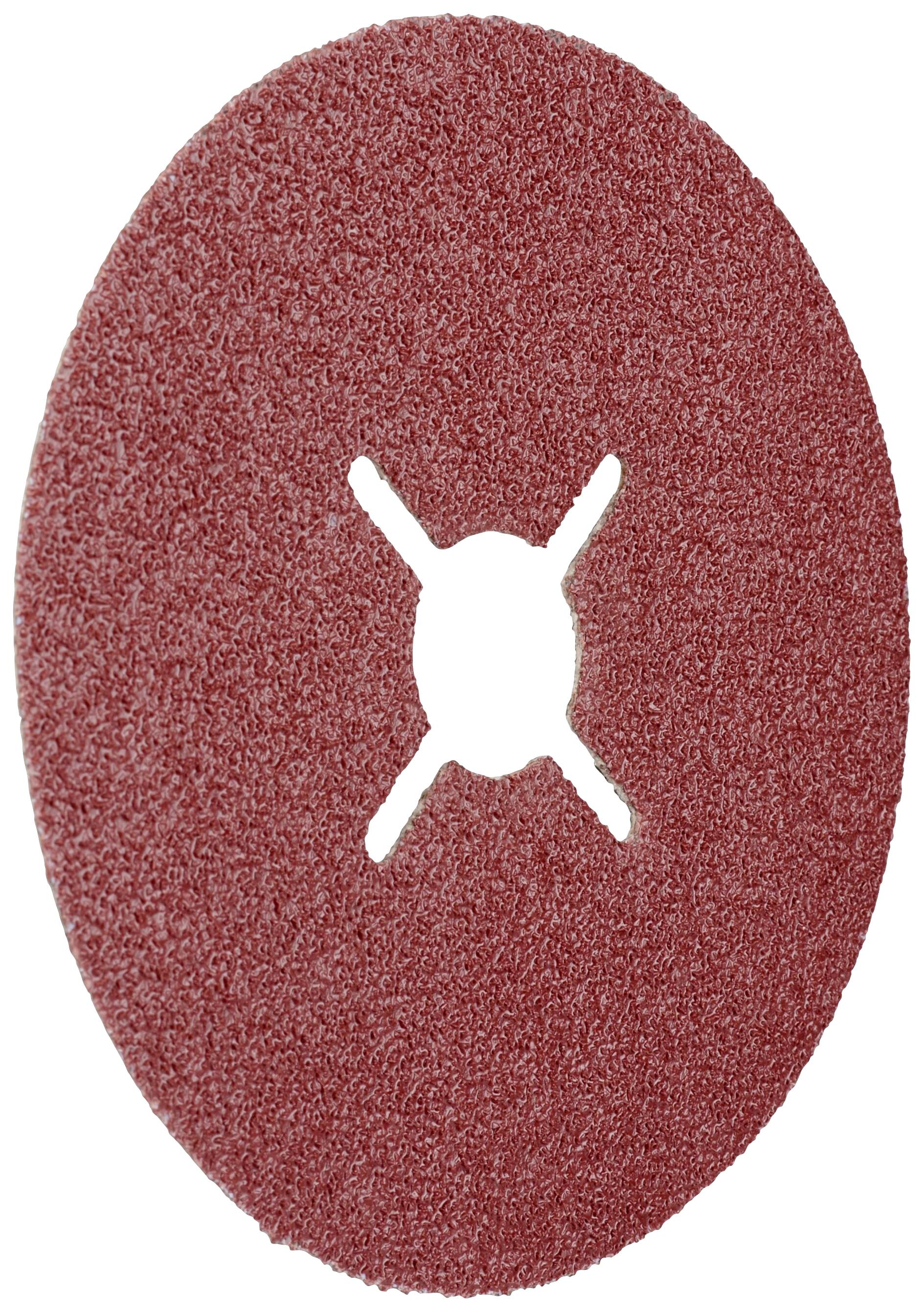 Ein roter Schleifscheibe mit mittigem Loch. Geeignet zur Oberflächenbearbeitung oder Materialentfernung auf verschiedenen Werkstoffen.