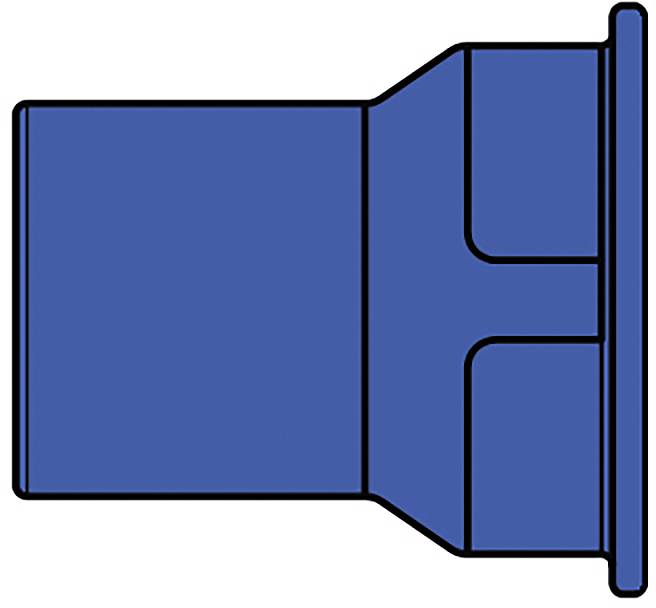 Blaues Symbol einer straßenartigen Form mit abgerundeten Ecken und rechteckiger Verbreiterung links, ähnlich einem Steckerprofil.