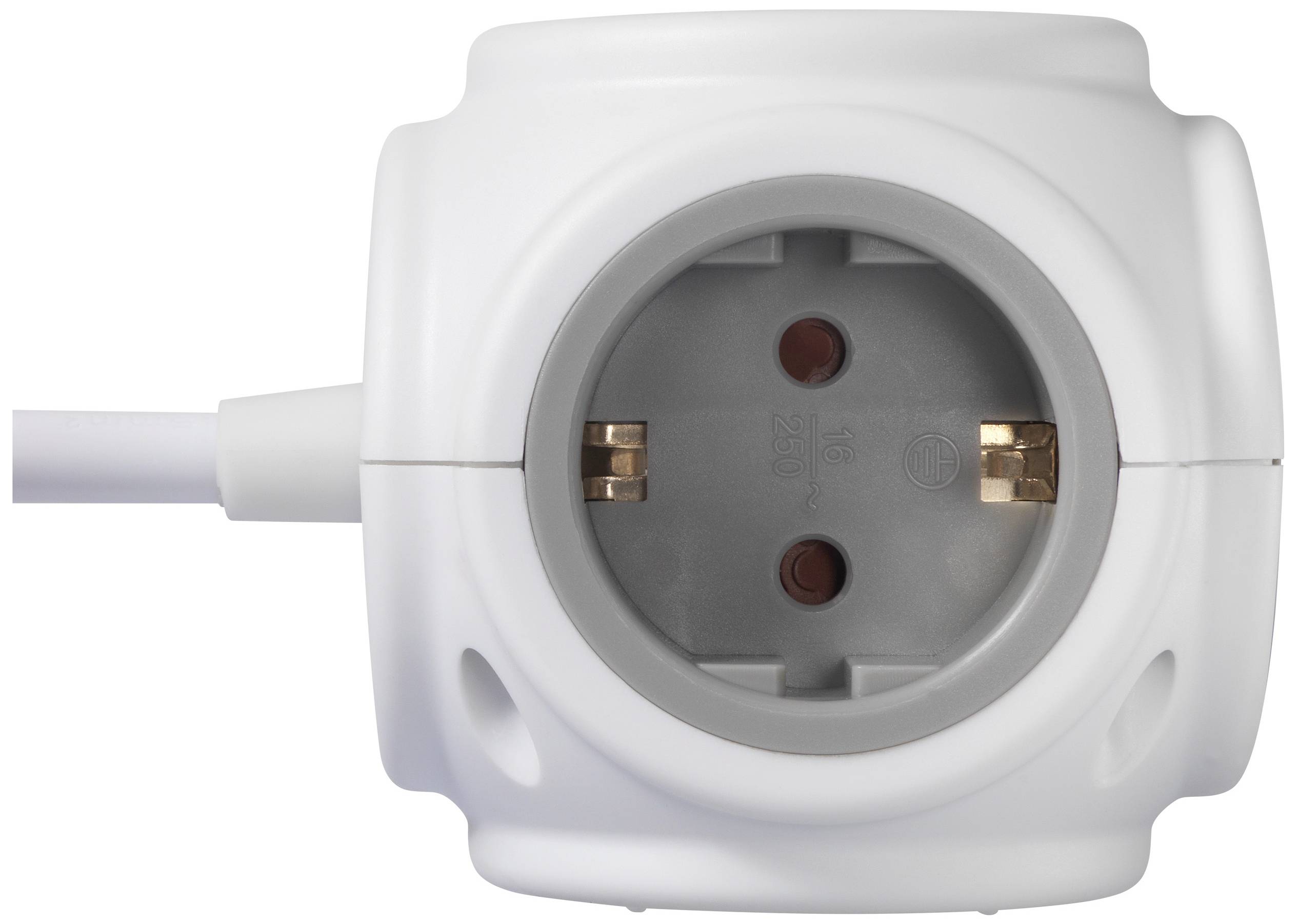 Sygonix SY-5827192 Steckdosenwürfel 3fach Weiß, Grau Schutzkontakt 1St.