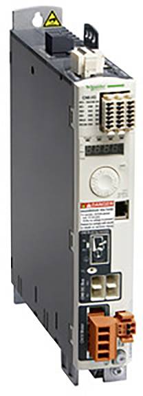 Ein Frequenzumrichter von Schneider Electric mit verschiedenen Anschlüssen und einer Anzeige, geeignet für industrielle Anwendungen.