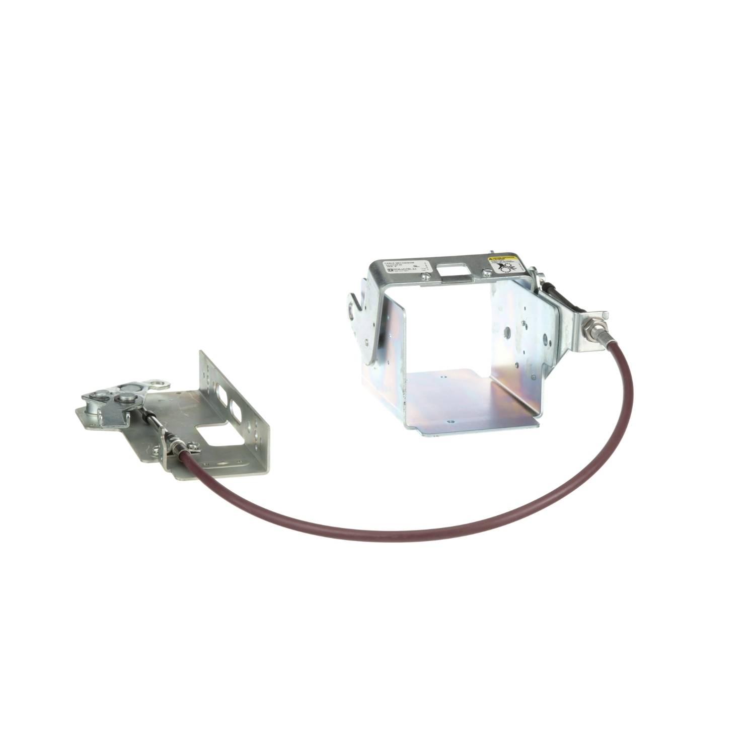 Metallhalterung mit rotem Kabel verbunden, geeignet für elektrische Installationen.