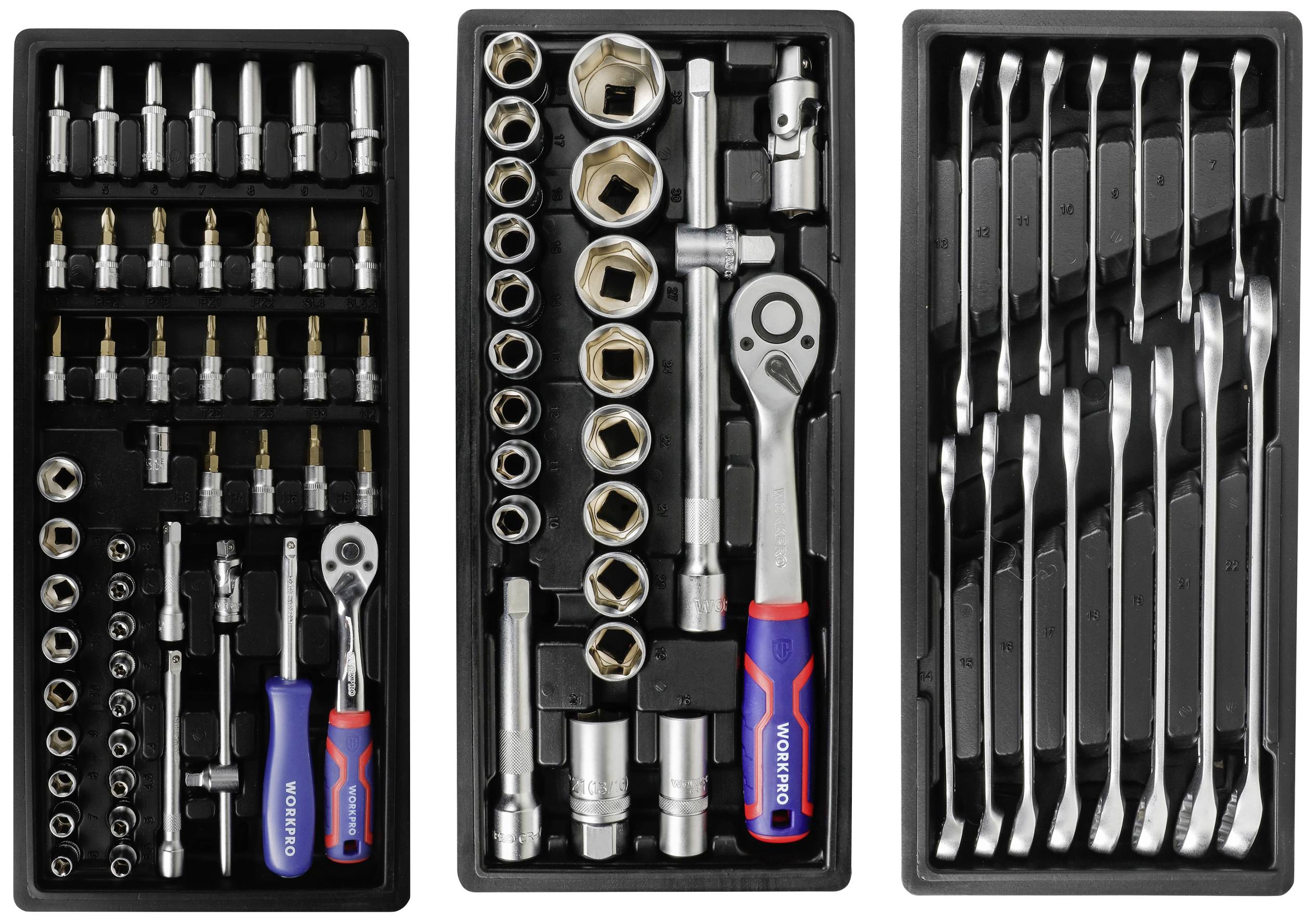 WorkPro WP209074 7-Schubladen Werkstattwagen mit 193 Werkzeugen