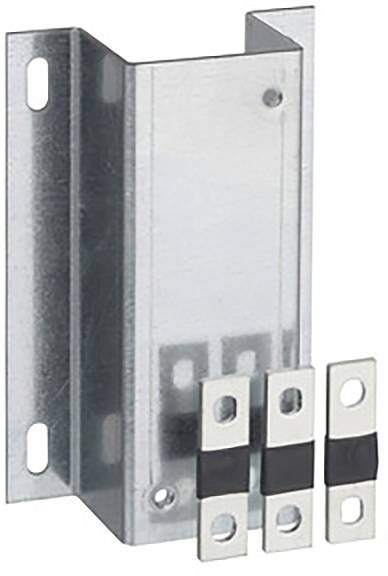 Metallschiene mit Schraubenlöchern, geeignet zum Befestigen oder Halten von Komponenten. Drei kleinere, längliche Metallstücke daneben.