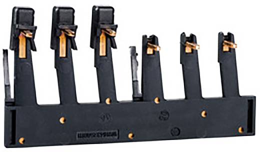 Gezeigt wird ein mehrpoliger Sammelschienenhalter mit mehreren Steckplätzen. Er dient der sicheren Befestigung und Isolation von Schienen.