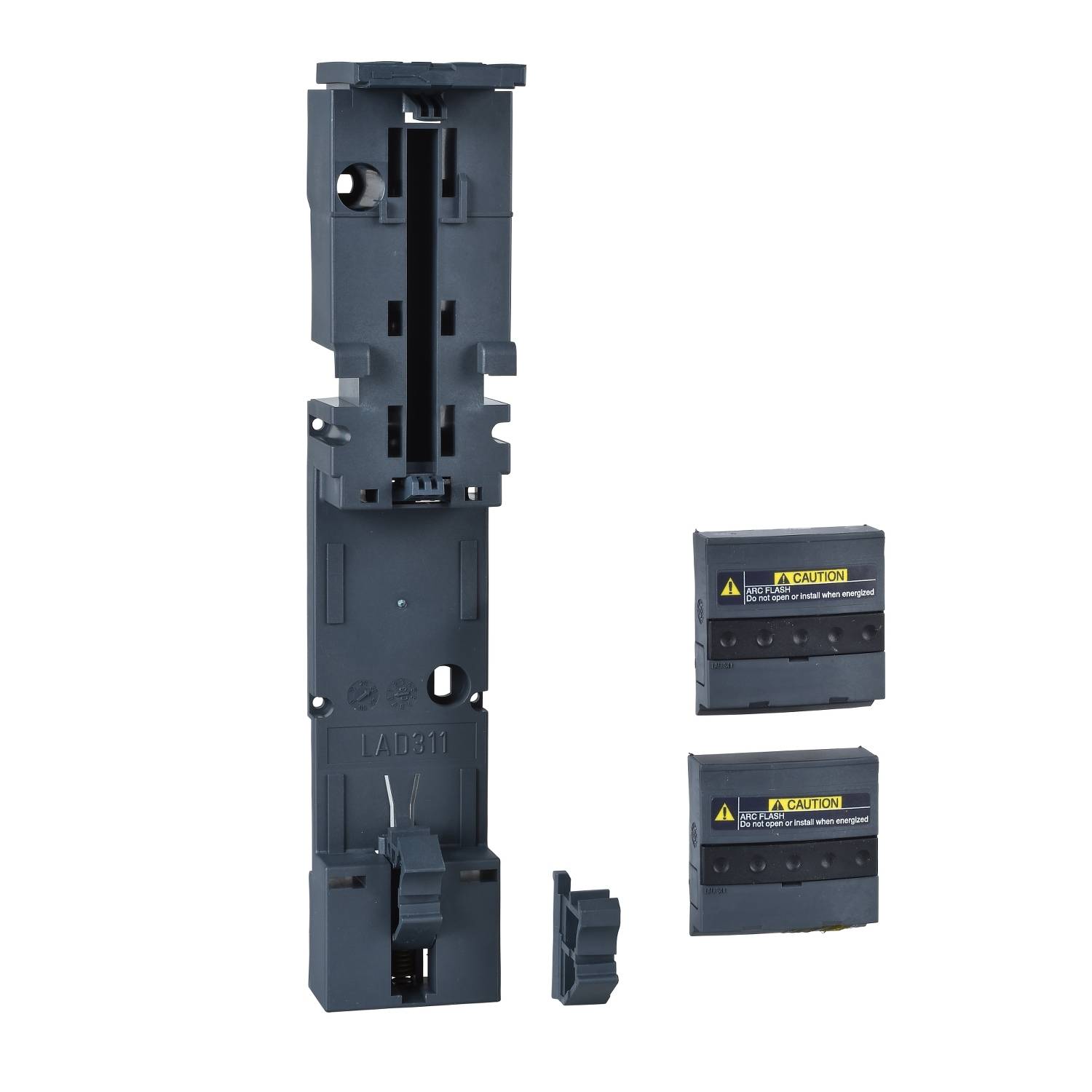 Schwarzer Sicherungshalter mit zwei Sicherungseinsätzen für elektrische Anlagen. Eignet sich zur sicheren Montage und Absicherung.