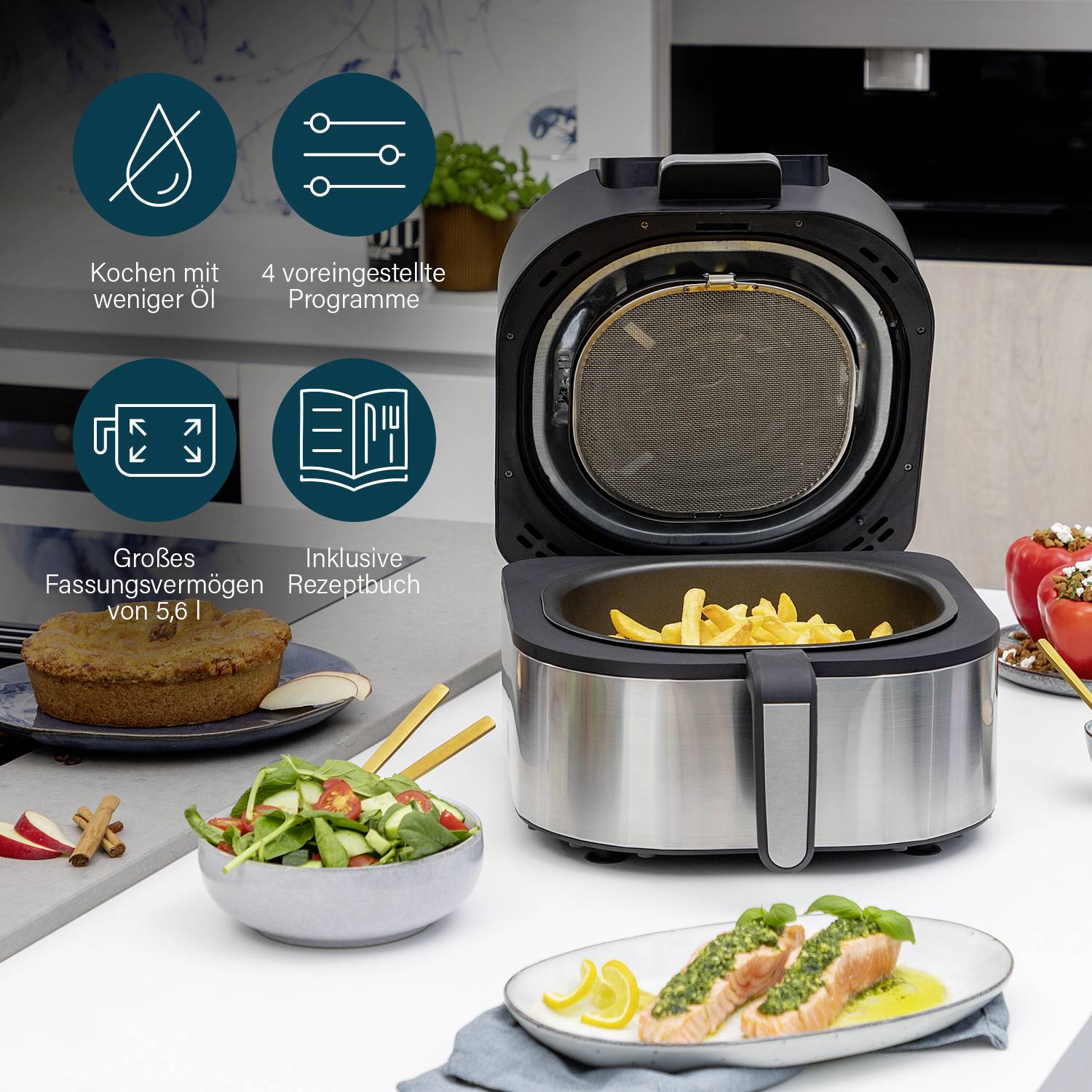 Princess 01.182092.01.001 Heißluft-Fritteuse 5.6l 1760W Temperaturvorwahl, Timerfunktion, Grillfunktion, Heißluft-Funktion