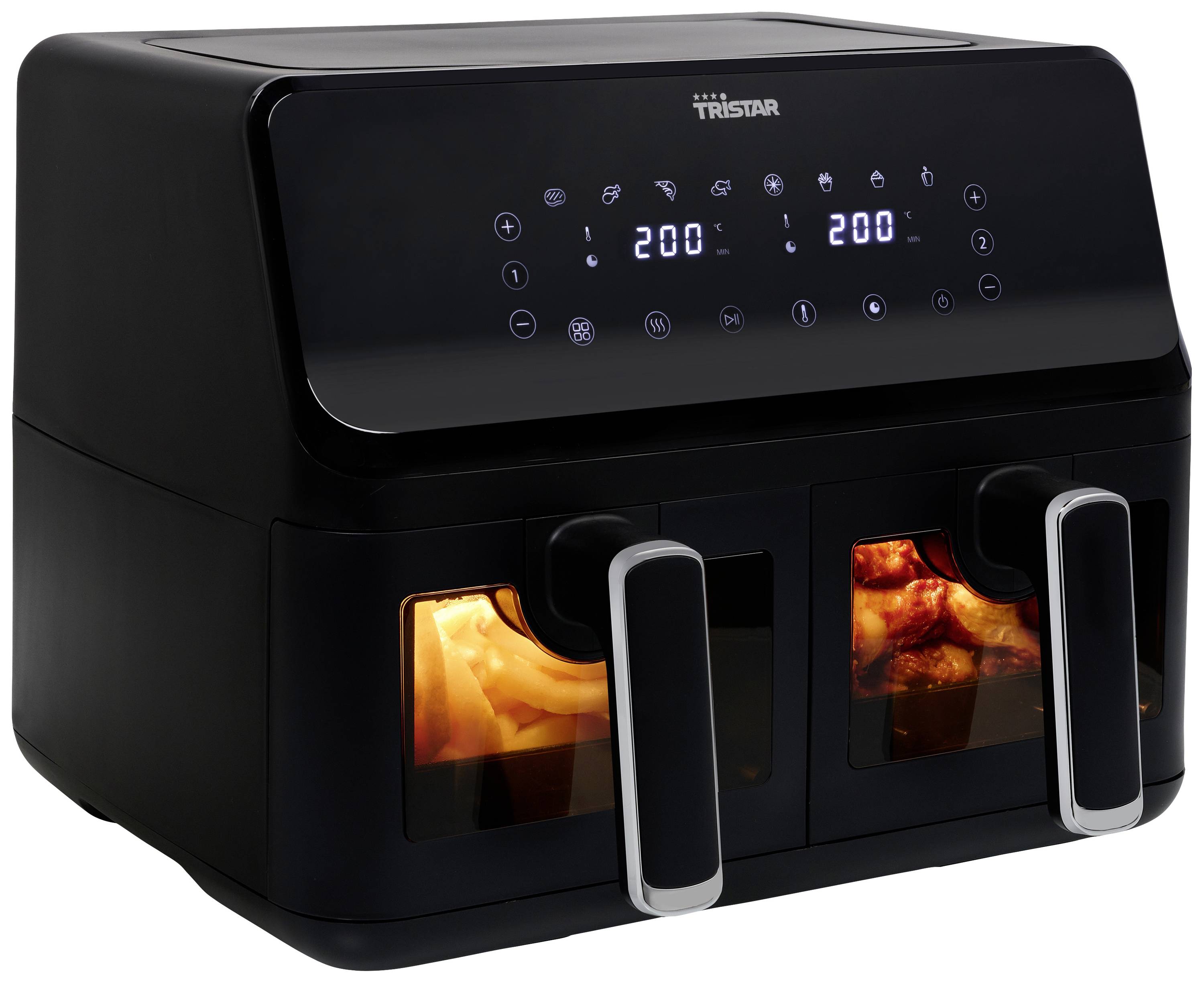Tristar FR-9040 Doppel-Fritteuse 8 l 2700 W Heißluft-Funktion, Timerfunktion, Antihaftbeschichtung