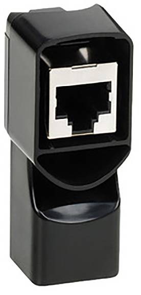 Schwarzer Ethernet Adapter mit RJ45-Buchse, geeignet für Netzwerkkabelanschluss.