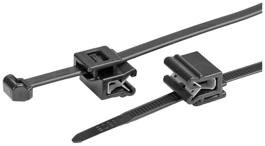 HellermannTyton 156-03219 T50ROSEC5A-PA66W-BK (100) Kabelbinder mit Clip 200mm 4.6mm Schwarz 100St.