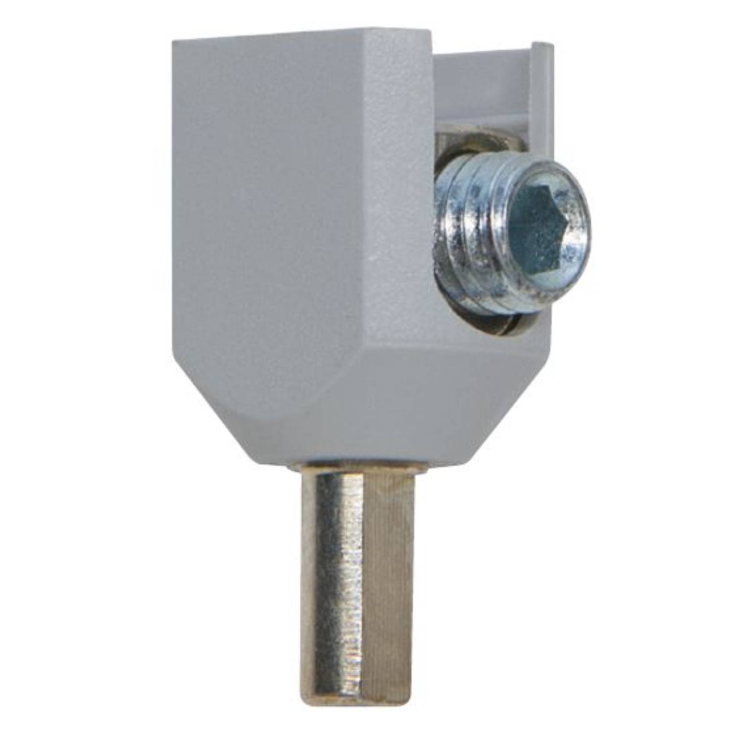 Metallischer Verbinder mit Schraubklemme, geeignet für Elektroinstallationen.