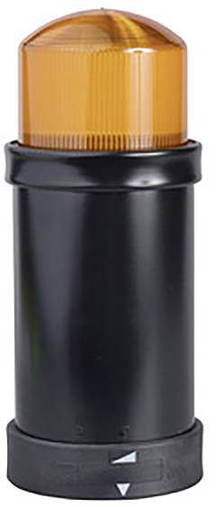 Eine schwarze, zylindrische Warnleuchte mit orangefarbenem Blinklicht oben. Verwendet für Sicherheits- und Warnzwecke.