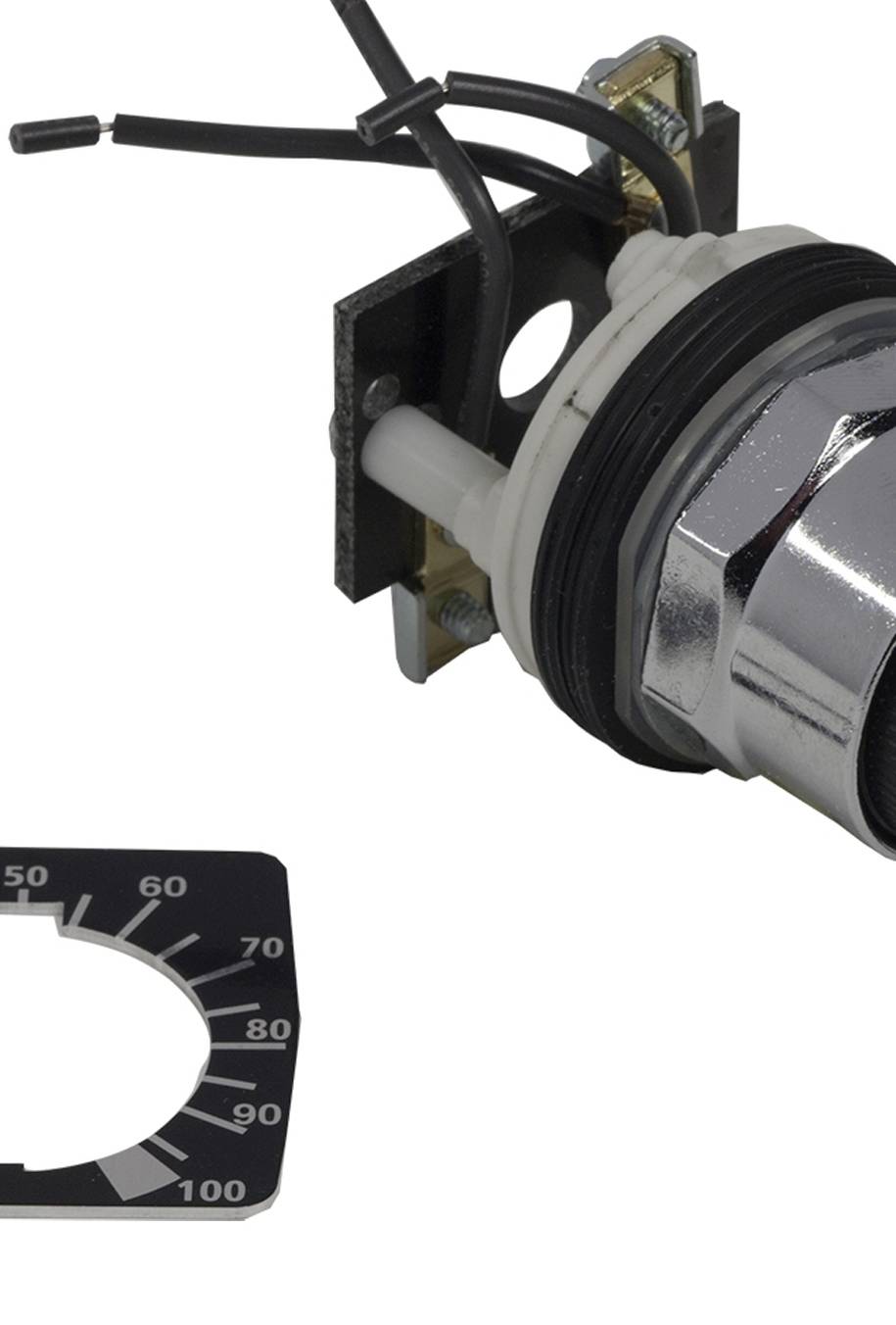 Ein elektrischer Drehknopfregler mit separater Skala von 0 bis 100.