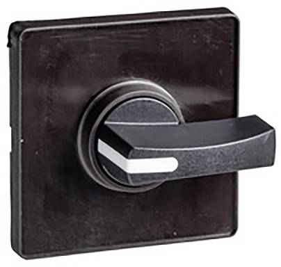 Schwarzer Türbeschlag mit rechteckiger Platte und rechteckigem Griff. Modernes Design für Türen.