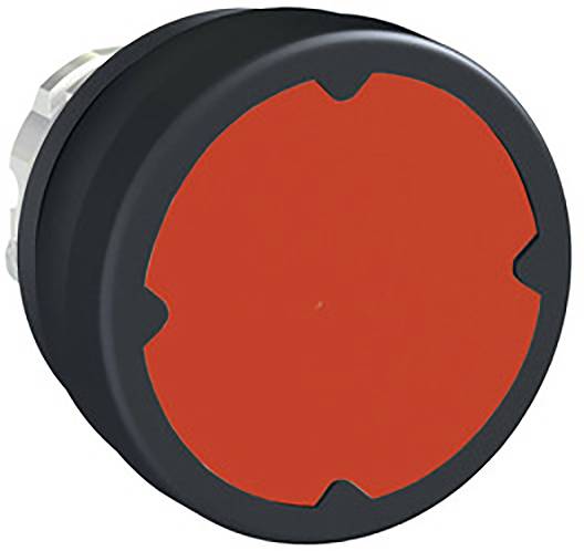 Ein großer, runder Not-Aus-Knopf mit rotem, abgerundetem Druckbereich und schwarzem Rahmen zur Sicherheitsabschaltung von Maschinen.