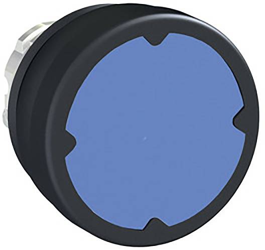 Ein runder blauer Druckknopf mit schwarzem Rand, geeignet für elektronische Steuerungen oder Bedienfelder.