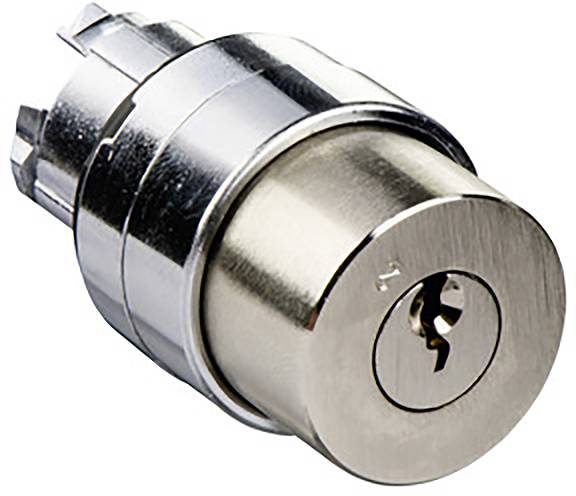 Nahaufnahme eines silbernen Schließzylinders mit sichtbarem Schlüsselloch, umgeben von poliertem Metall. Geeignet für Sicherheitsanwendungen.