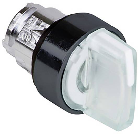 Ein runder Metall- und Kunststoffschalter, schwarz mit durchsichtiger Kappe, vermutlich ein elektrischer Kippschalter.