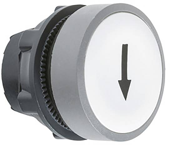 Grauer Rundknopf mit einem schwarzen Pfeil, der nach unten zeigt.