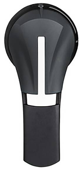 Ein moderner schwarzer Ladestecker mit glänzender Oberfläche.