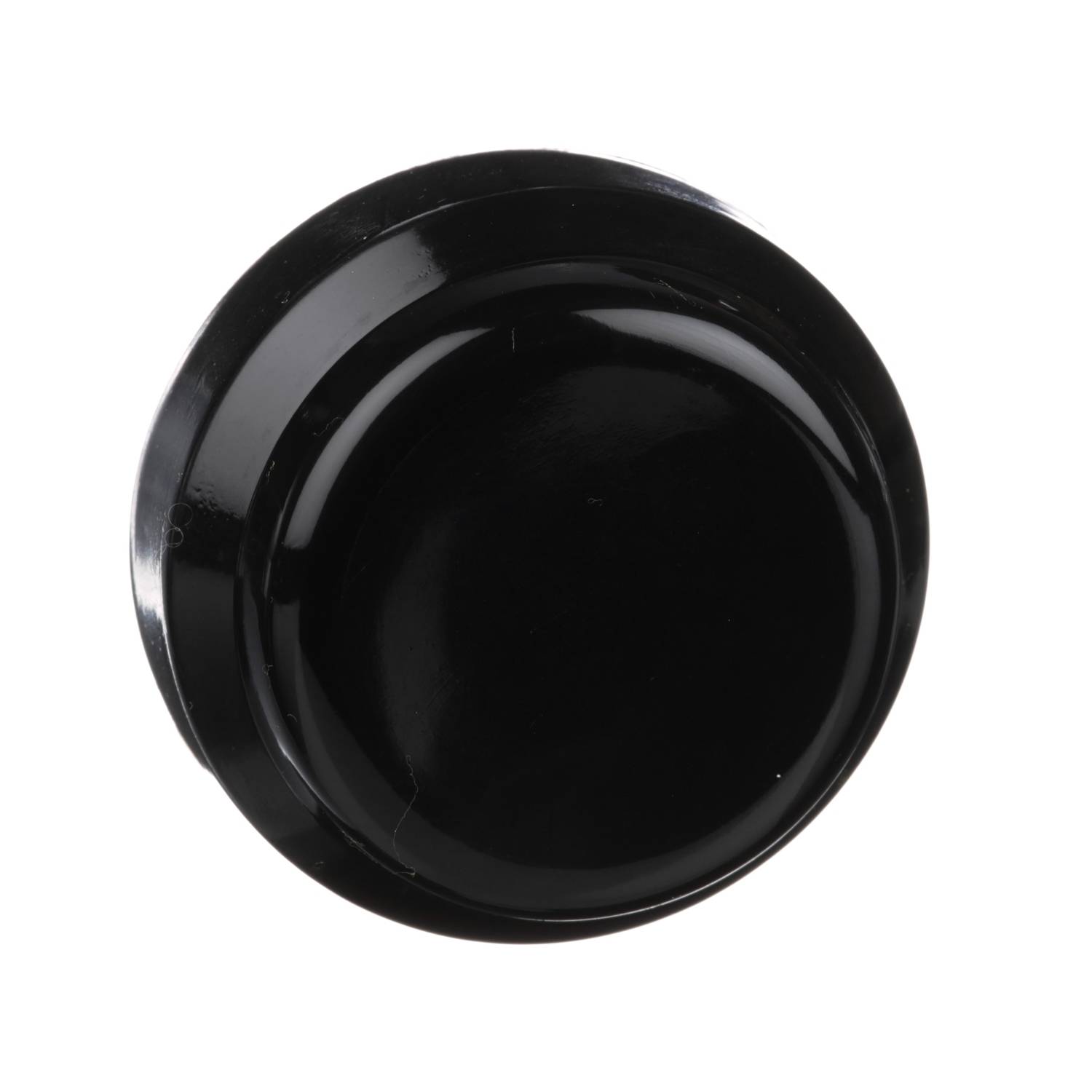 Ein schwarzer Puck auf weißem Hintergrund, typisch für Hockeyspiele.