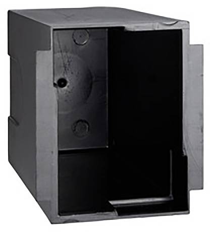 Ein rechteckiger schwarzer Kasten mit einer Öffnung an der Vorderseite. Der Kasten wirkt robust und industriell.