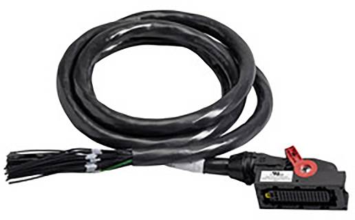 Ein langes, schwarzes Kabel mit einem Steckverbinder am Ende, das für Elektronik- oder Computernetzwerkverbindungen verwendet wird.