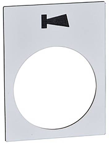Metallschild mit rundem Ausschnitt und schwarzem Symbol oben, das einen Kegel darstellt.